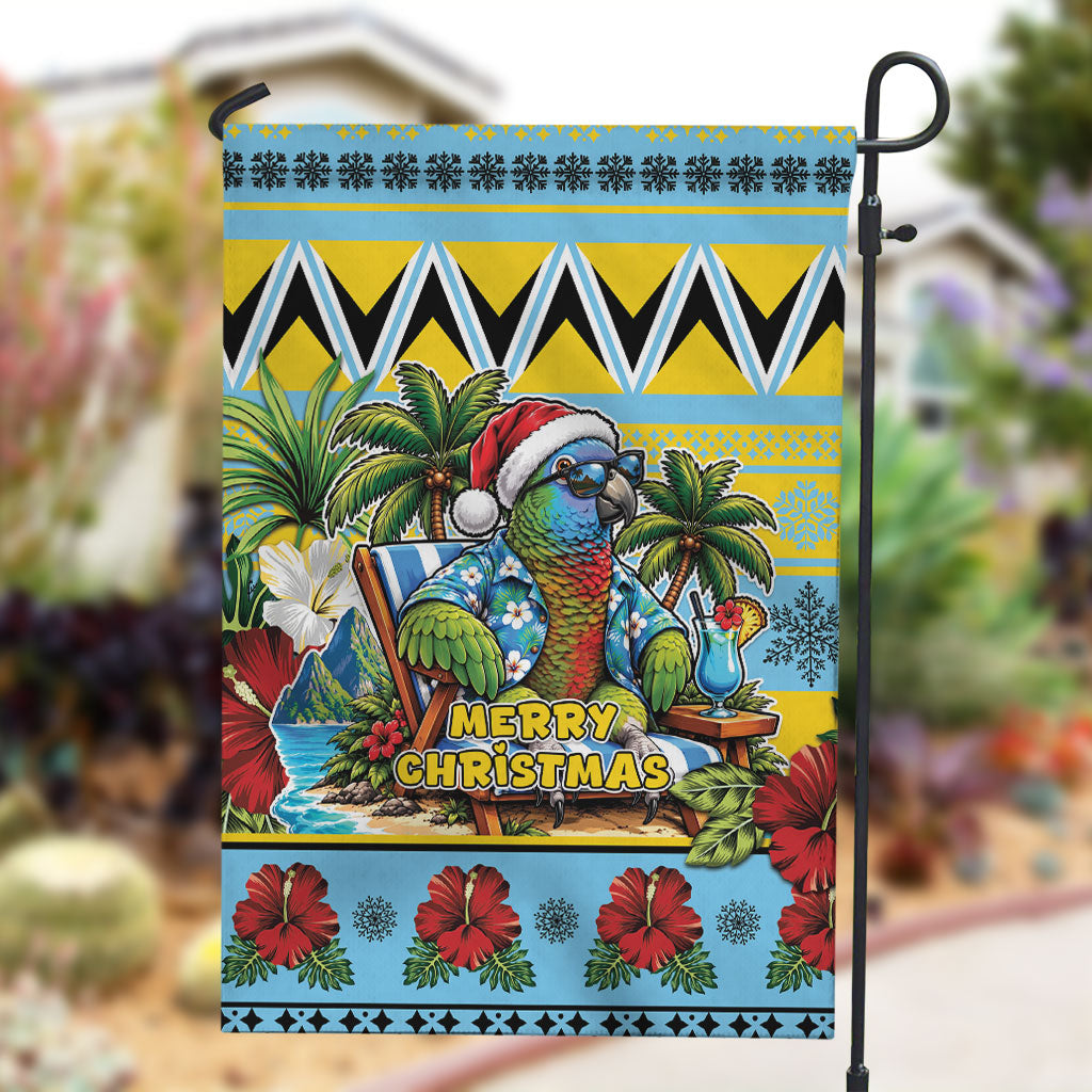 Afro-Saint Lucian Christmas Garden Flag This Amazona Parrot Needs A Beach Retreat