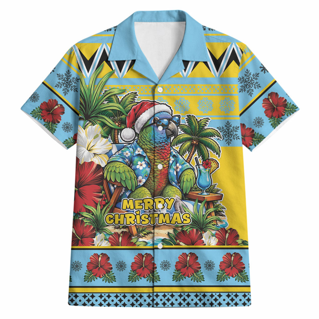 Afro-Saint Lucian Christmas Hawaiian Shirt This Amazona Parrot Needs A Beach Retreat