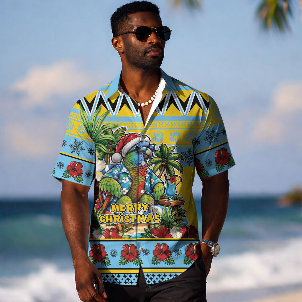 Afro-Saint Lucian Christmas Hawaiian Shirt This Amazona Parrot Needs A Beach Retreat