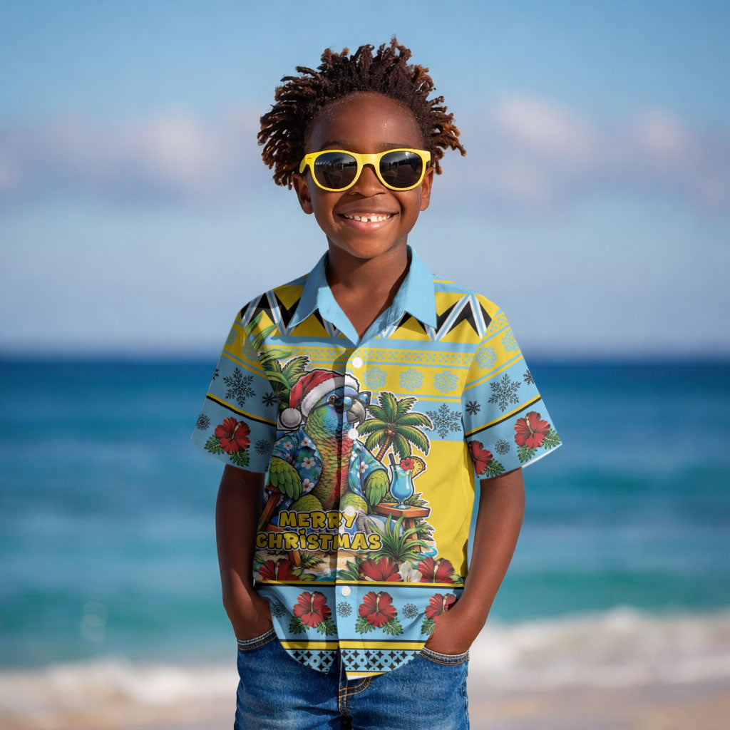 Afro-Saint Lucian Christmas Kid Hawaiian Shirt This Amazona Parrot Needs A Beach Retreat