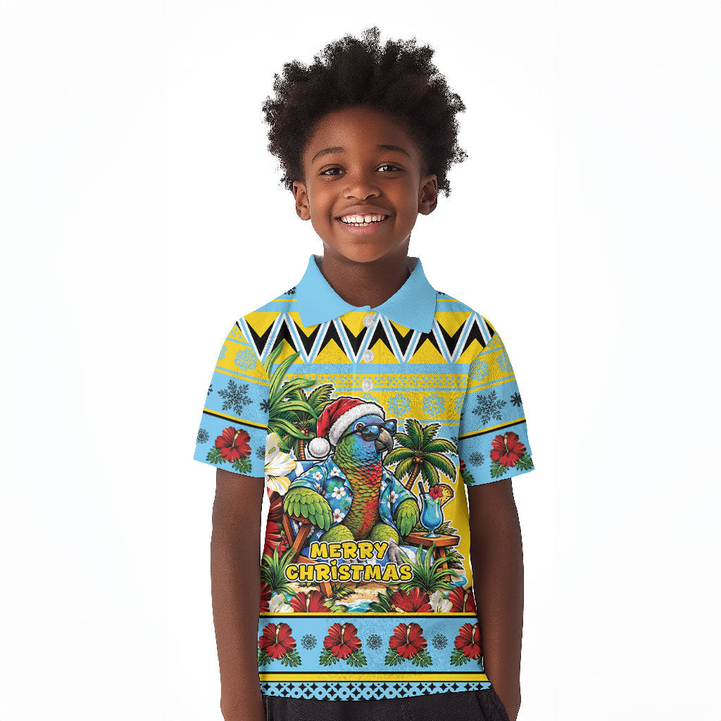 Afro-Saint Lucian Christmas Kid Polo Shirt This Amazona Parrot Needs A Beach Retreat