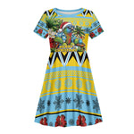Afro-Saint Lucian Christmas Kid Short Sleeve Dress This Amazona Parrot Needs A Beach Retreat