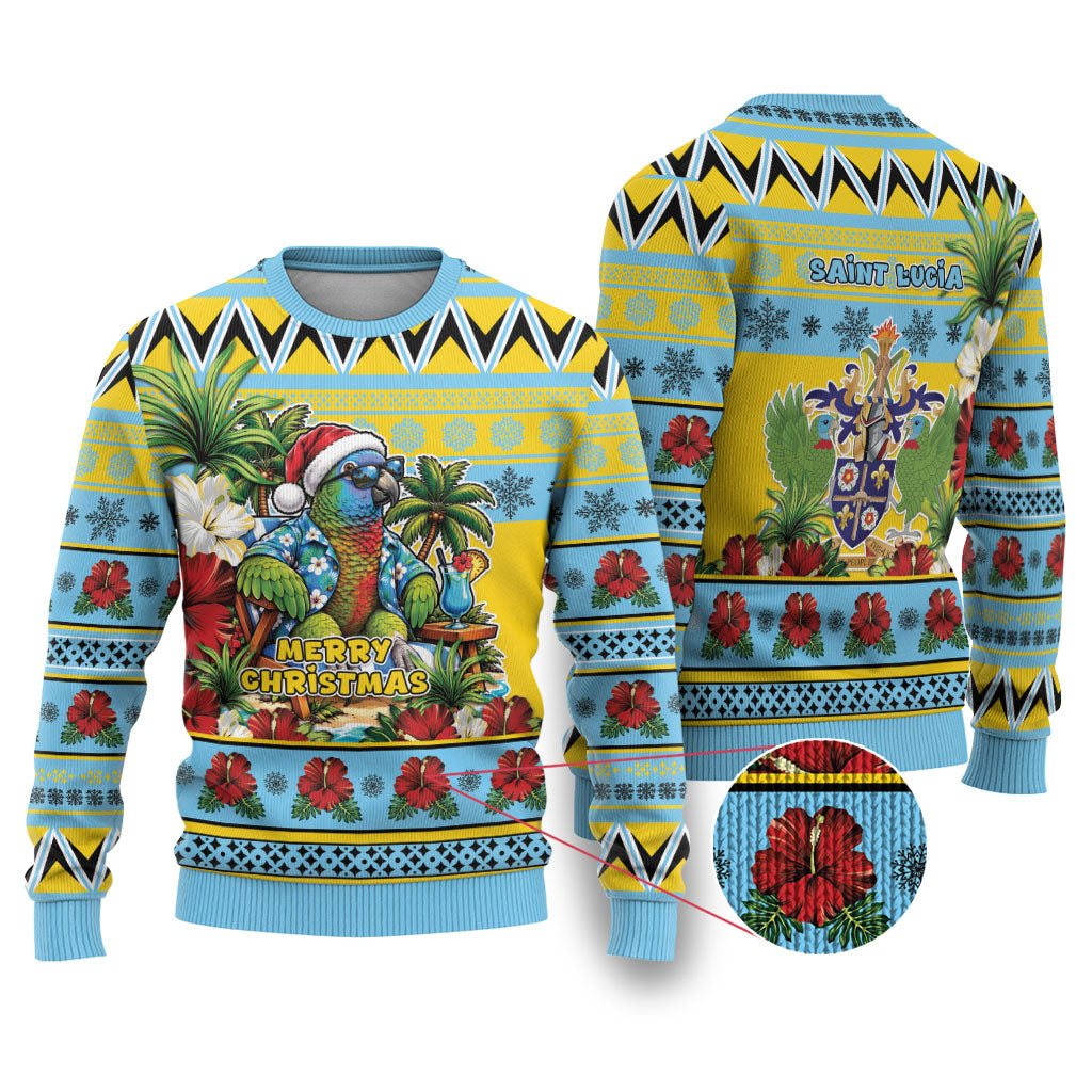 Afro-Saint Lucian Christmas Ugly Christmas Sweater This Amazona Parrot Needs A Beach Retreat