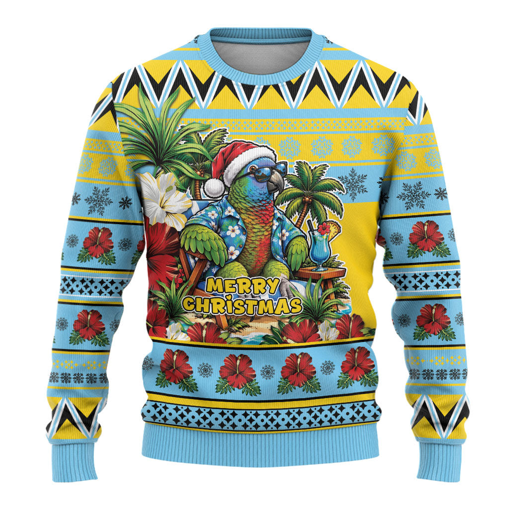 Afro-Saint Lucian Christmas Ugly Christmas Sweater This Amazona Parrot Needs A Beach Retreat