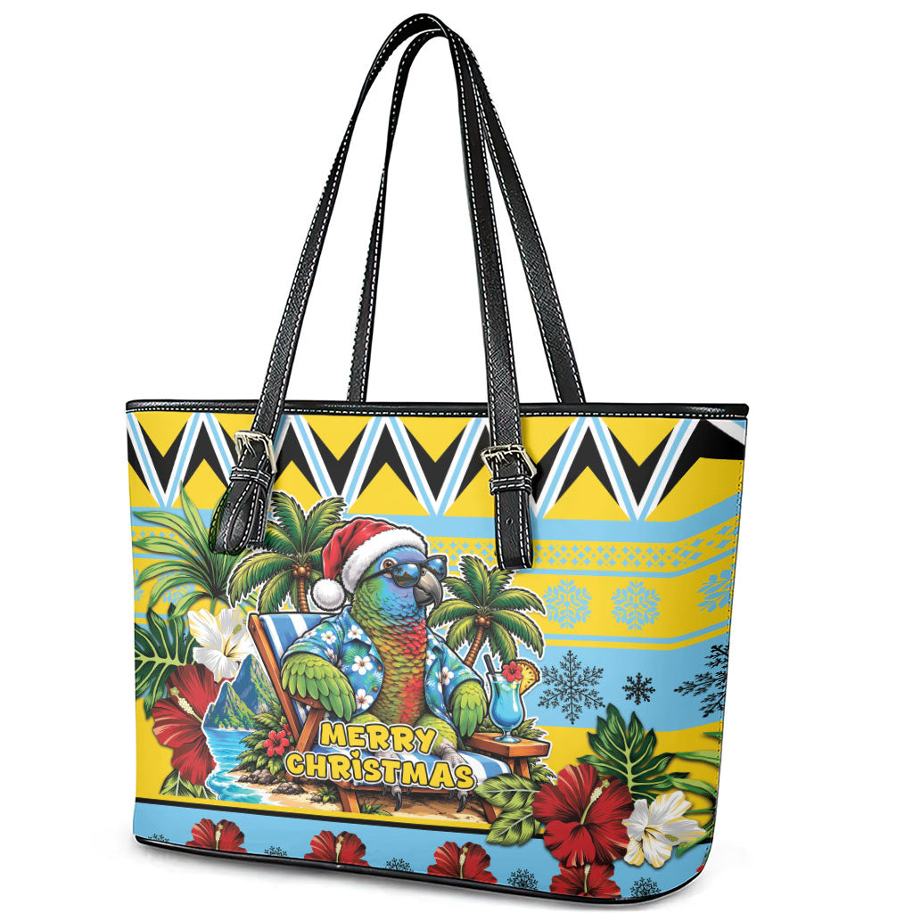 Afro-Saint Lucian Christmas Leather Tote Bag This Amazona Parrot Needs A Beach Retreat