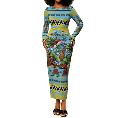 Afro-Saint Lucian Christmas Long Sleeve Bodycon Dress This Amazona Parrot Needs A Beach Retreat