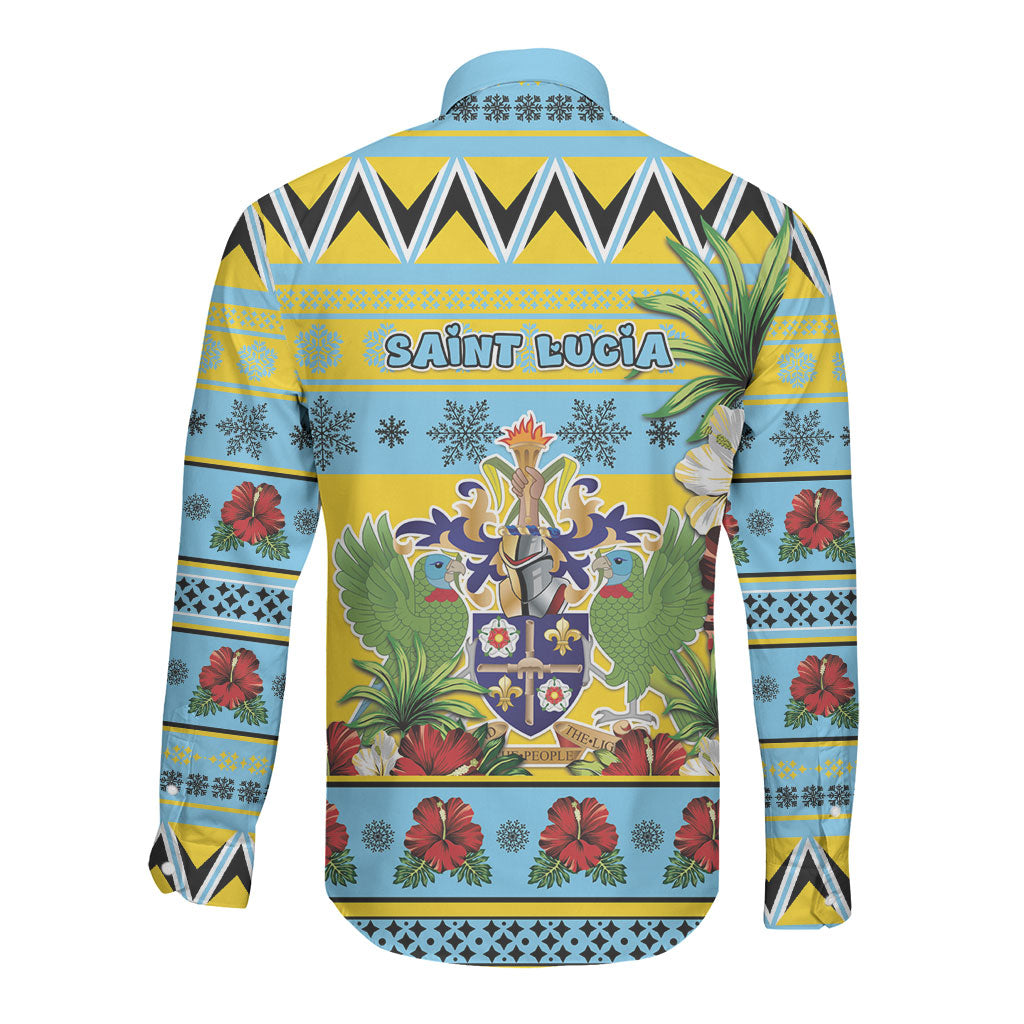 Afro-Saint Lucian Christmas Long Sleeve Button Shirt This Amazona Parrot Needs A Beach Retreat