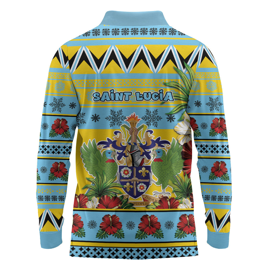 Afro-Saint Lucian Christmas Long Sleeve Polo Shirt This Amazona Parrot Needs A Beach Retreat