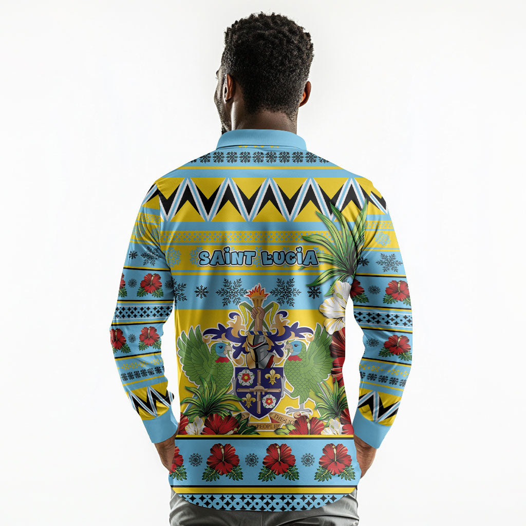 Afro-Saint Lucian Christmas Long Sleeve Polo Shirt This Amazona Parrot Needs A Beach Retreat