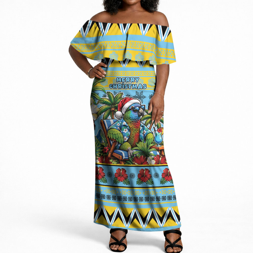 Afro-Saint Lucian Christmas Off Shoulder Maxi Dress This Amazona Parrot Needs A Beach Retreat