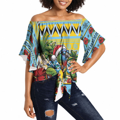 Afro-Saint Lucian Christmas Off Shoulder Wrap Waist Top This Amazona Parrot Needs A Beach Retreat
