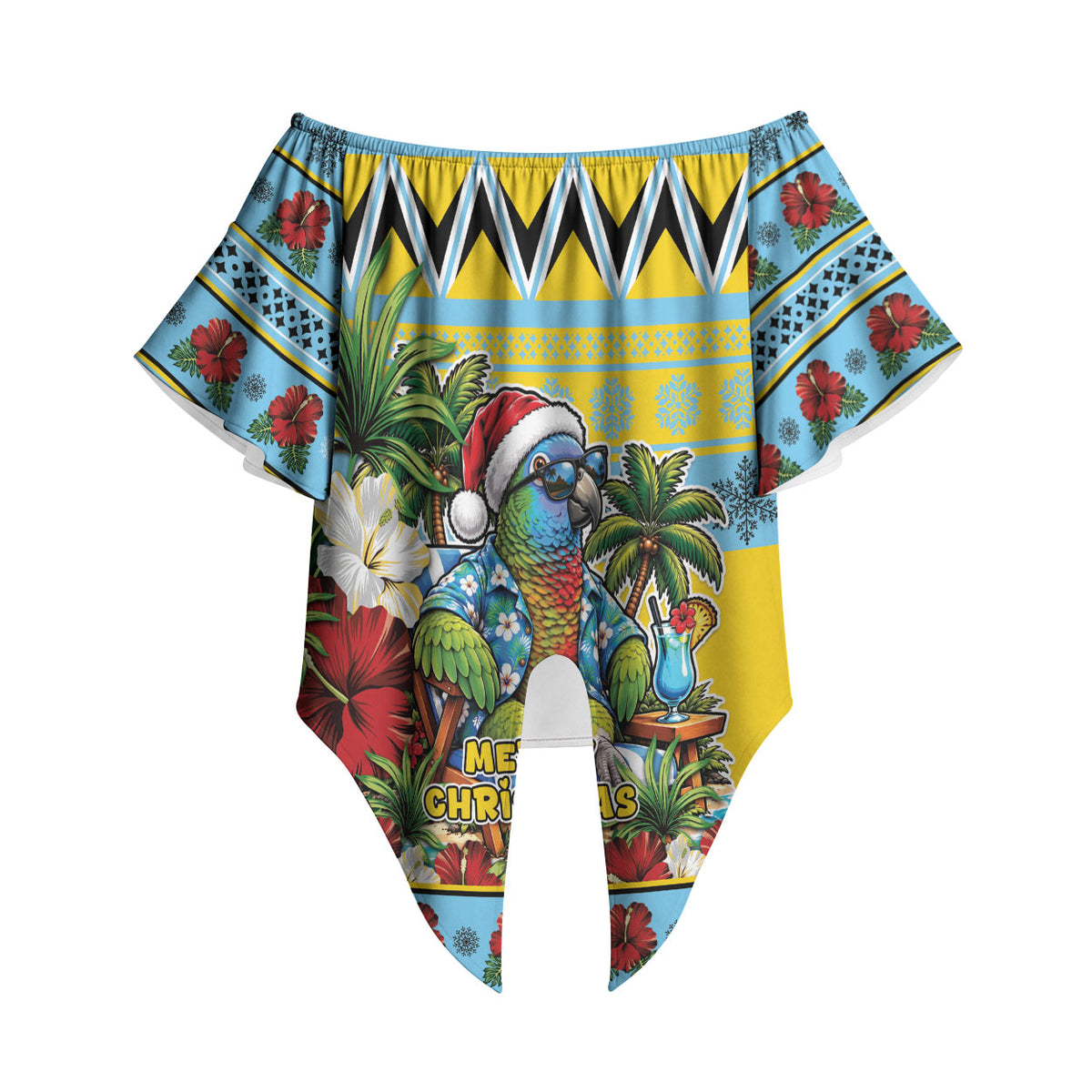 Afro-Saint Lucian Christmas Off Shoulder Wrap Waist Top This Amazona Parrot Needs A Beach Retreat