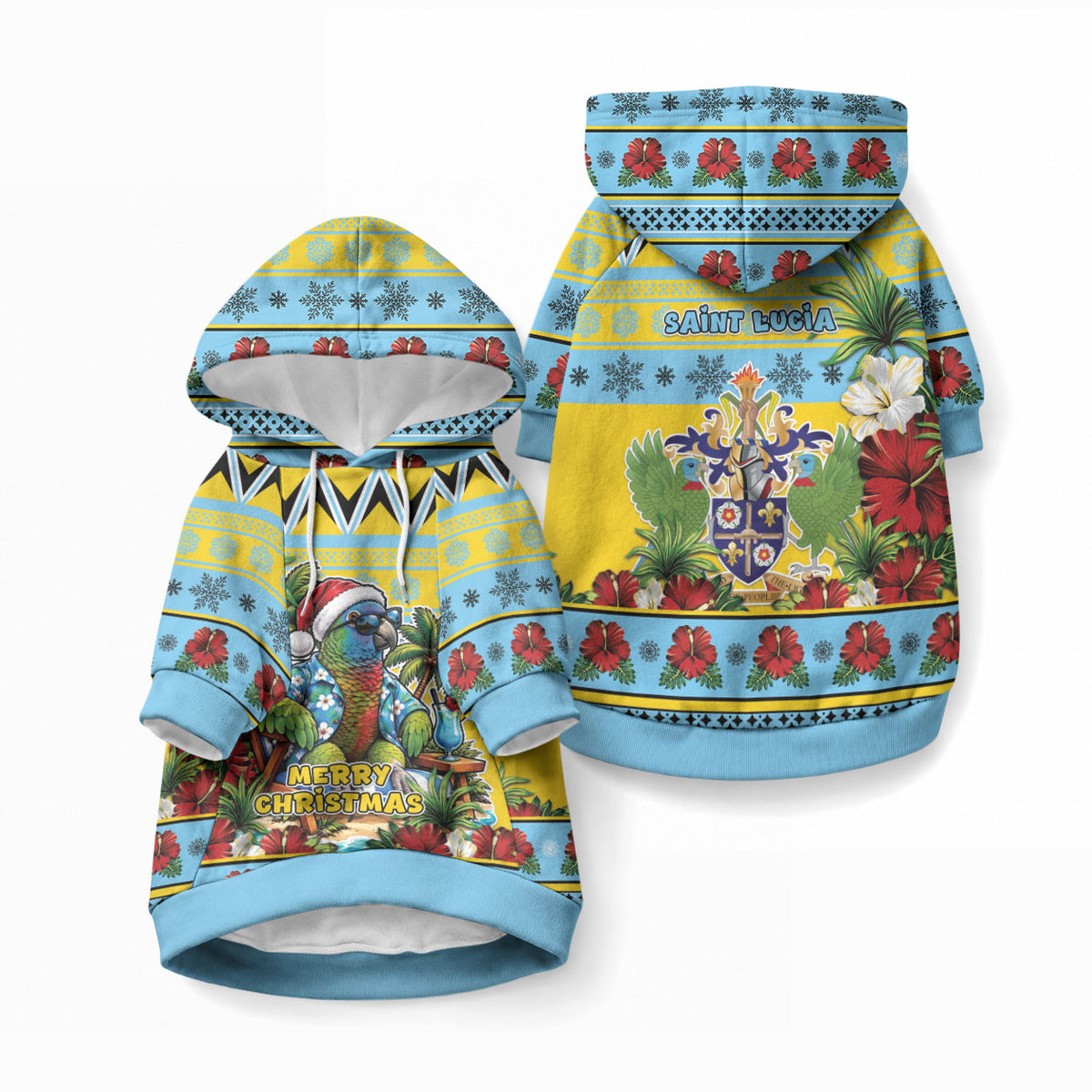 Afro-Saint Lucian Christmas Pet Hoodie This Amazona Parrot Needs A Beach Retreat