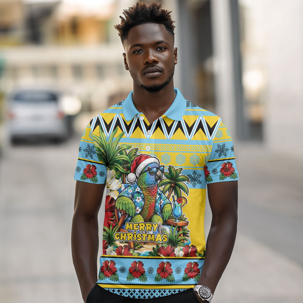 Afro-Saint Lucian Christmas Polo Shirt This Amazona Parrot Needs A Beach Retreat