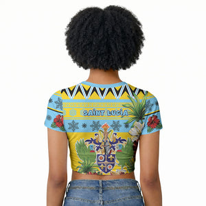 Afro-Saint Lucian Christmas Raglan Cropped T shirt This Amazona Parrot Needs A Beach Retreat