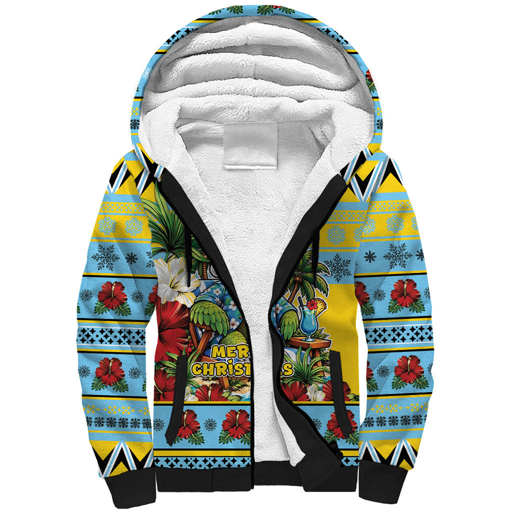 Afro-Saint Lucian Christmas Sherpa Hoodie This Amazona Parrot Needs A Beach Retreat