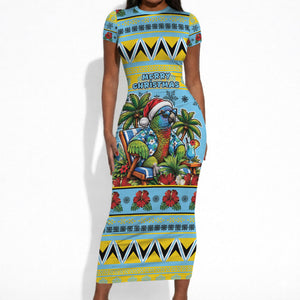 Afro-Saint Lucian Christmas Short Sleeve Bodycon Dress This Amazona Parrot Needs A Beach Retreat
