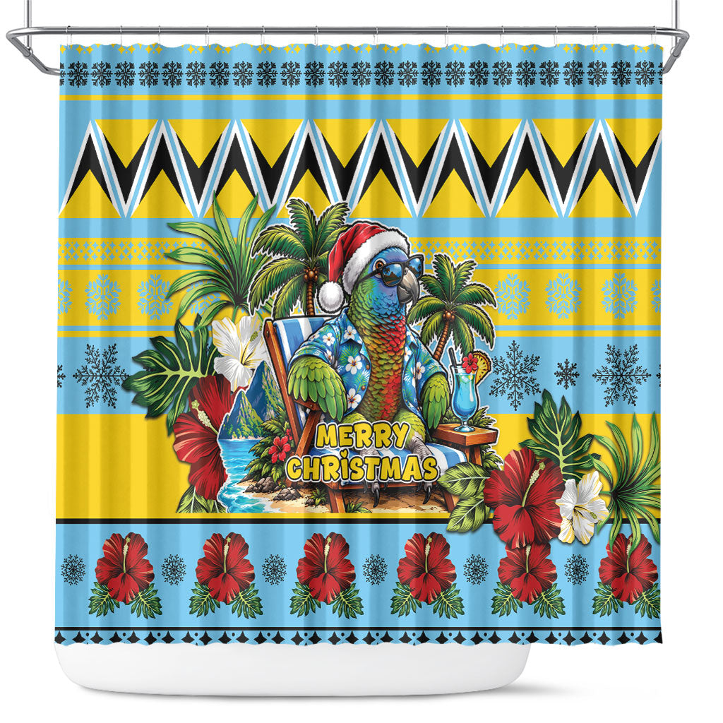 Afro-Saint Lucian Christmas Shower Curtain This Amazona Parrot Needs A Beach Retreat