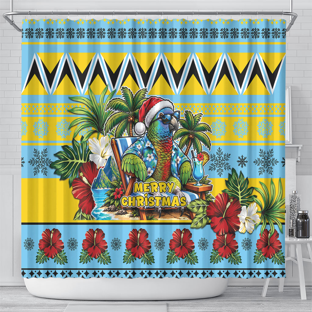 Afro-Saint Lucian Christmas Shower Curtain This Amazona Parrot Needs A Beach Retreat