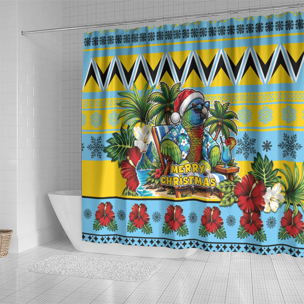 Afro-Saint Lucian Christmas Shower Curtain This Amazona Parrot Needs A Beach Retreat