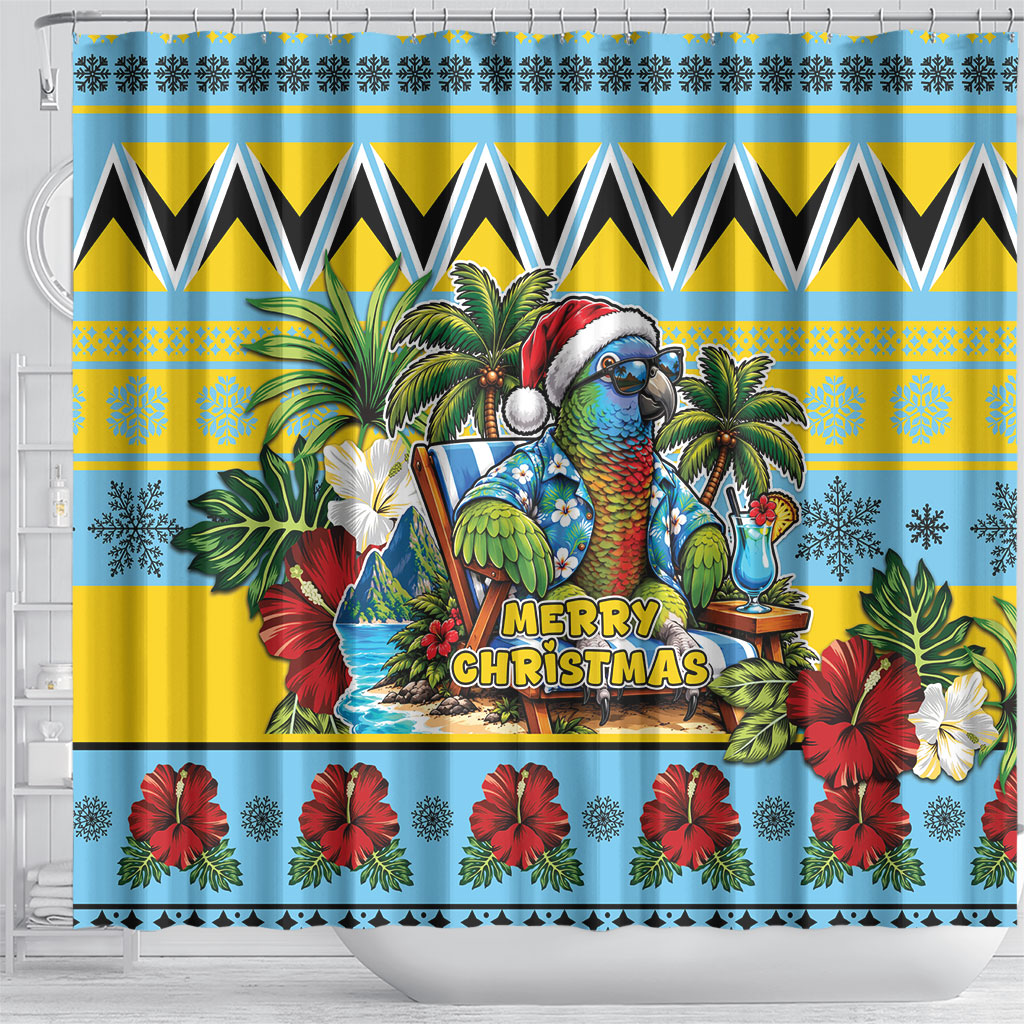 Afro-Saint Lucian Christmas Shower Curtain This Amazona Parrot Needs A Beach Retreat
