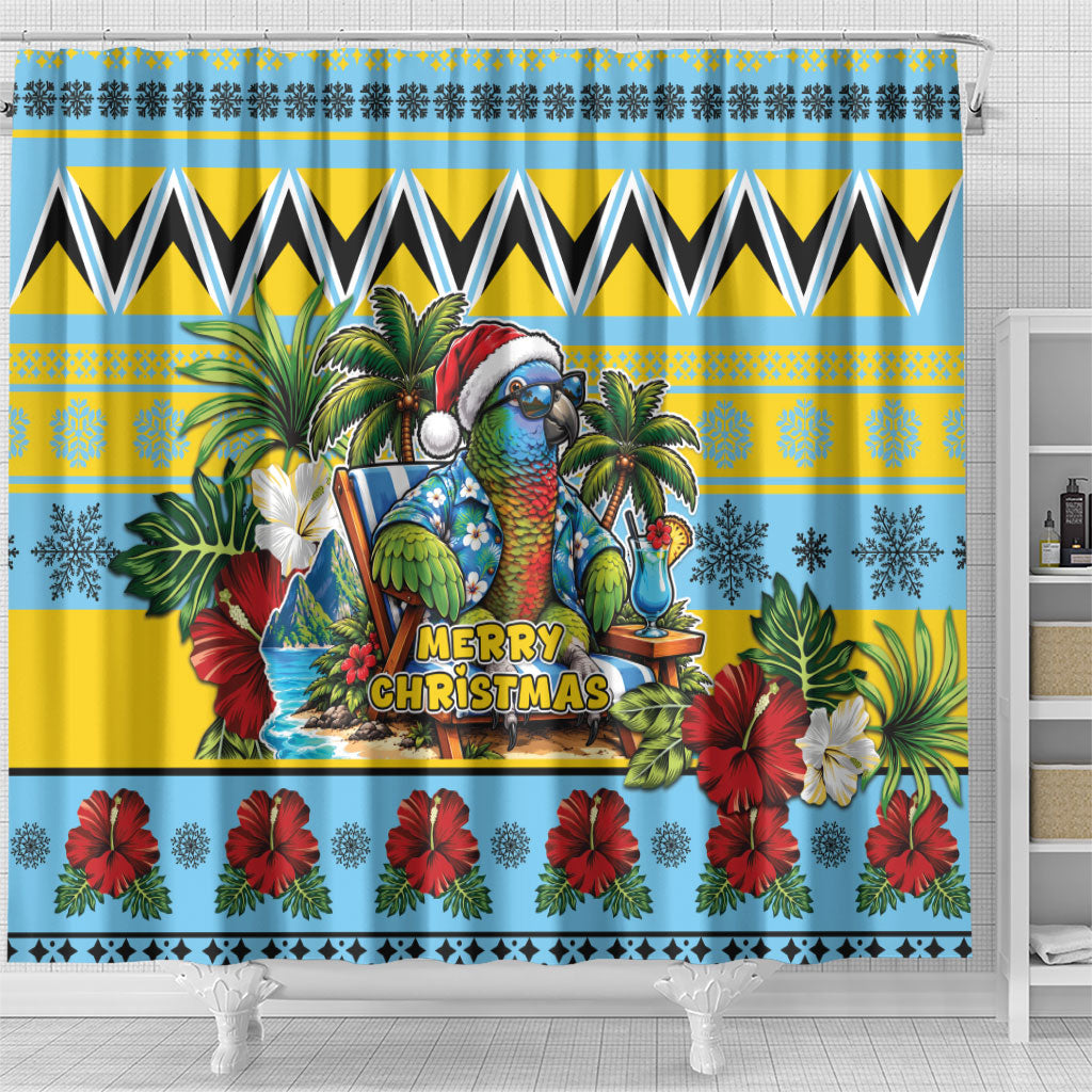 Afro-Saint Lucian Christmas Shower Curtain This Amazona Parrot Needs A Beach Retreat