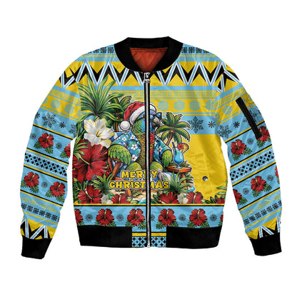 Afro-Saint Lucian Christmas Sleeve Zip Bomber Jacket This Amazona Parrot Needs A Beach Retreat