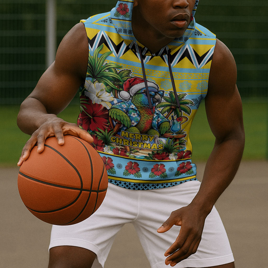 Afro-Saint Lucian Christmas Sleeveless Hoodie This Amazona Parrot Needs A Beach Retreat