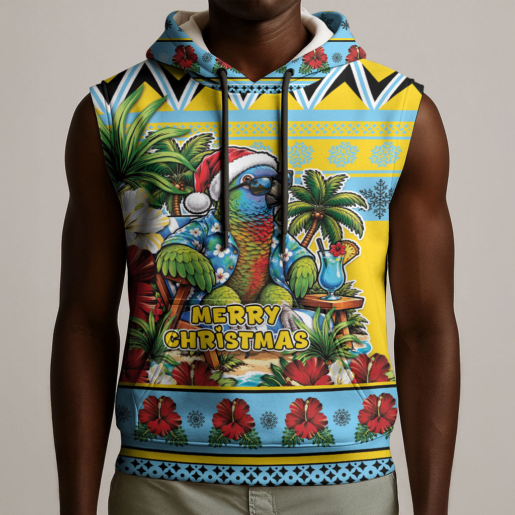 Afro-Saint Lucian Christmas Sleeveless Hoodie This Amazona Parrot Needs A Beach Retreat