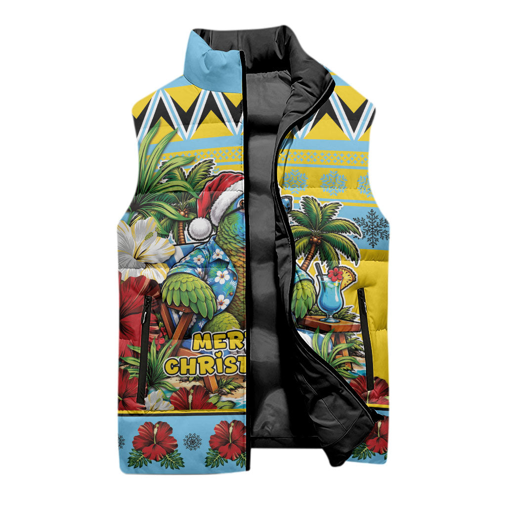 Afro-Saint Lucian Christmas Sleeveless Puffer Jacket This Amazona Parrot Needs A Beach Retreat