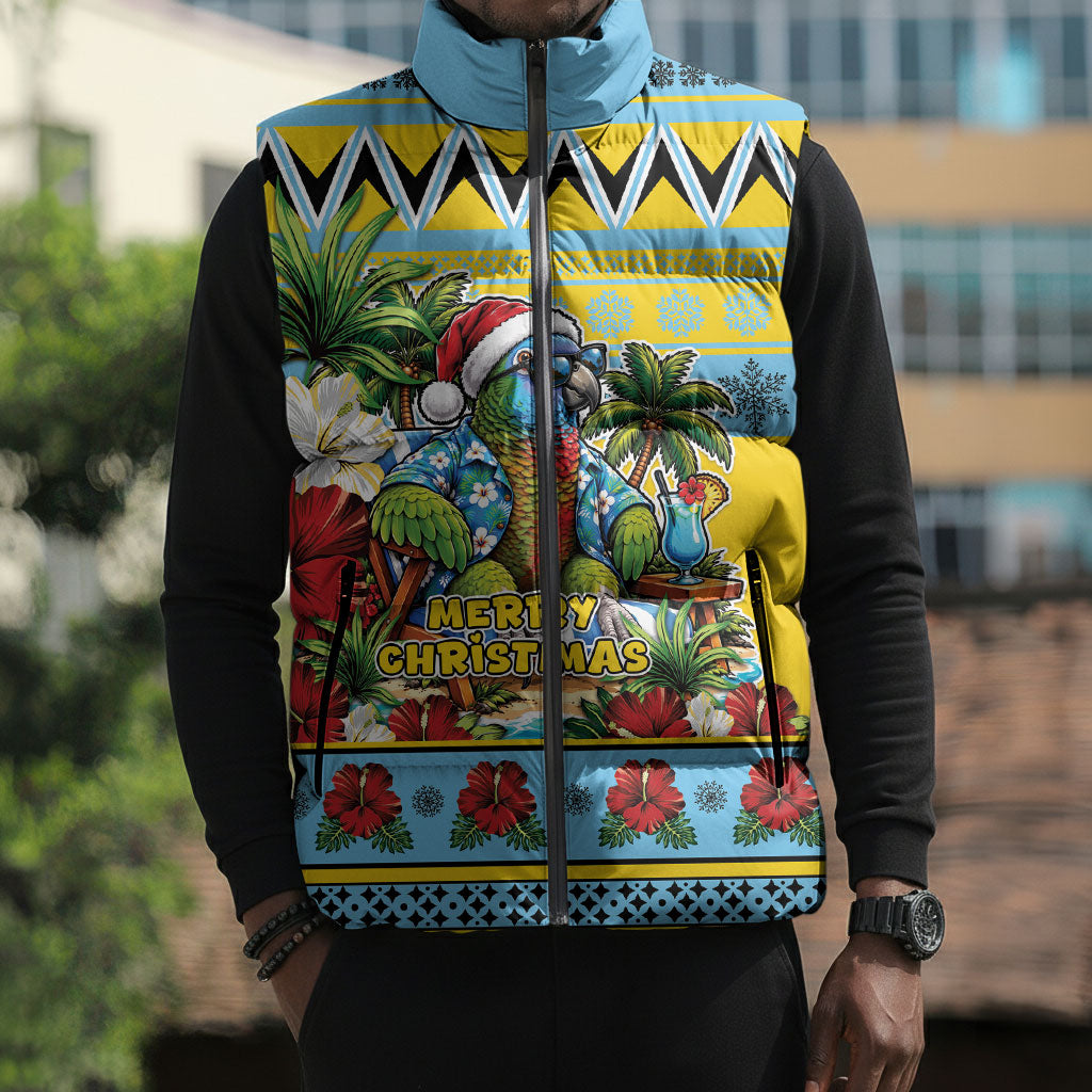 Afro-Saint Lucian Christmas Sleeveless Puffer Jacket This Amazona Parrot Needs A Beach Retreat