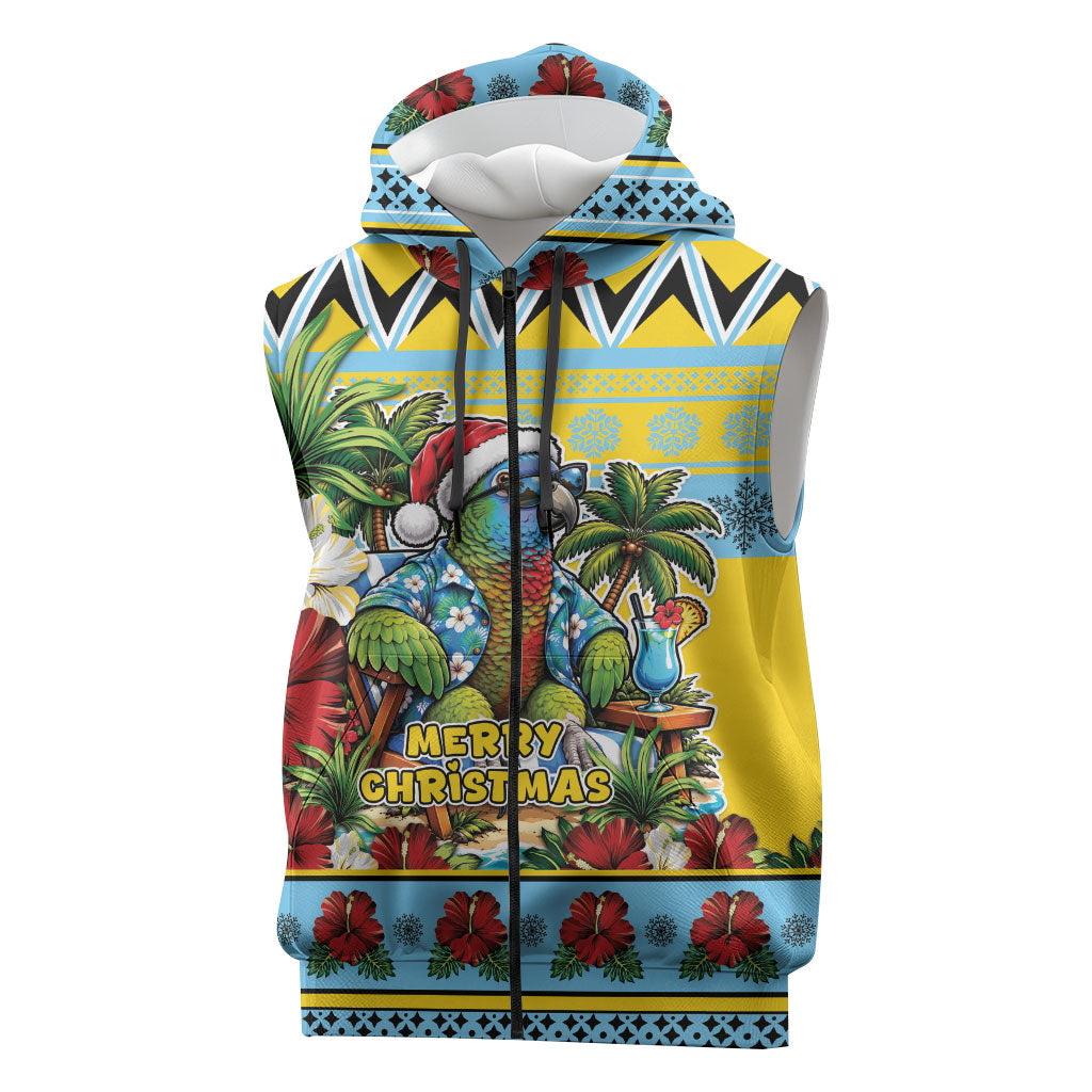 Afro-Saint Lucian Christmas Sleeveless Zip Hoodie This Amazona Parrot Needs A Beach Retreat