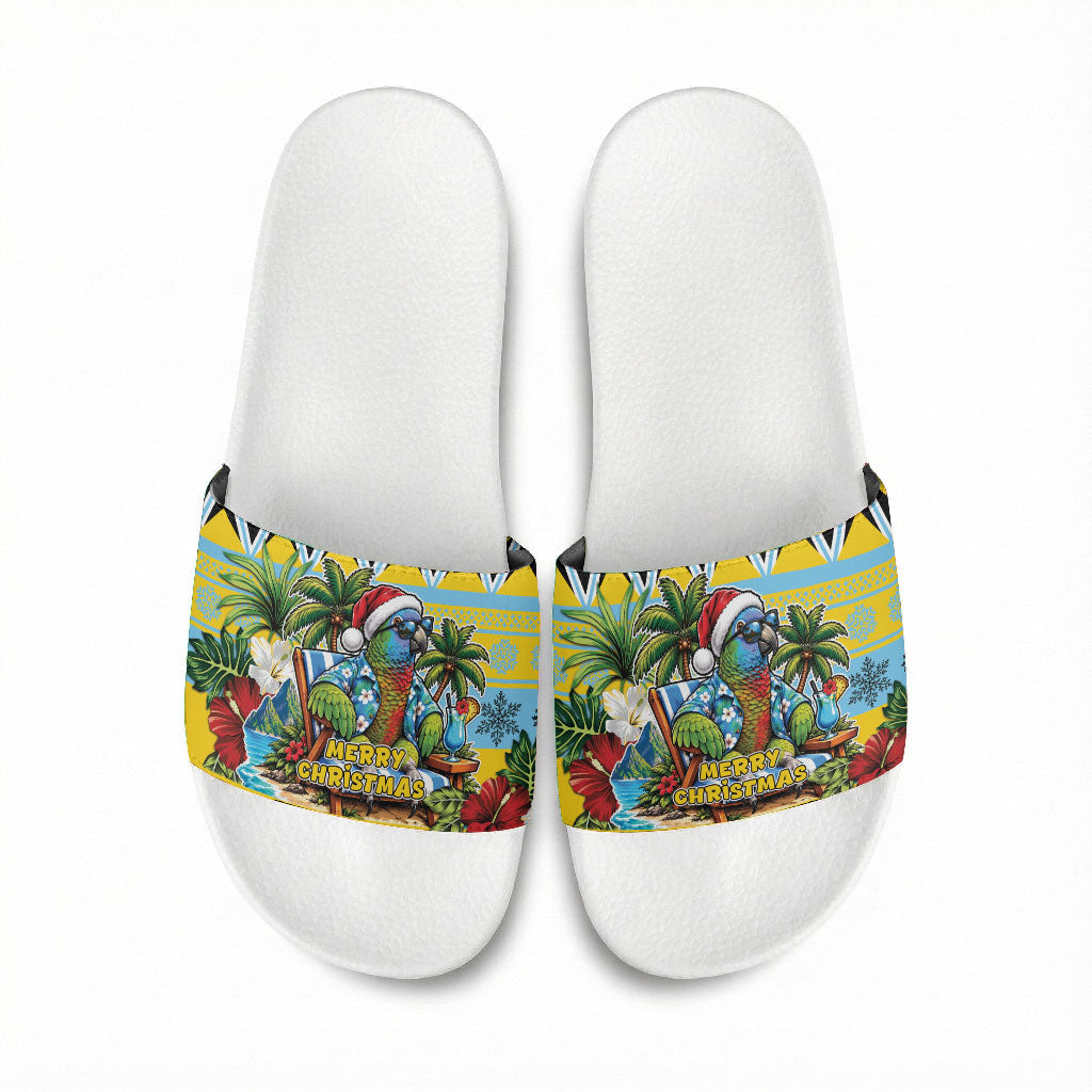 Afro-Saint Lucian Christmas Slide Sandals This Amazona Parrot Needs A Beach Retreat