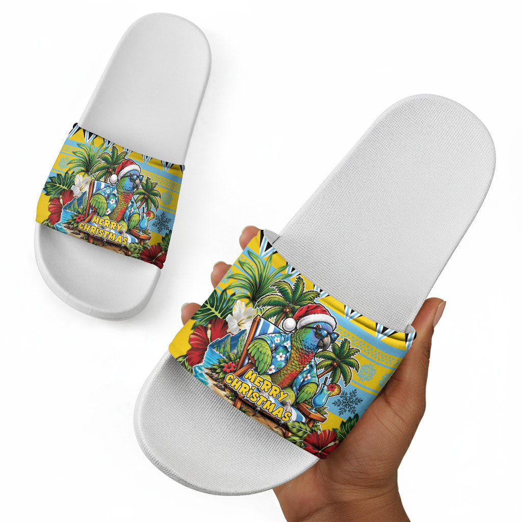 Afro-Saint Lucian Christmas Slide Sandals This Amazona Parrot Needs A Beach Retreat