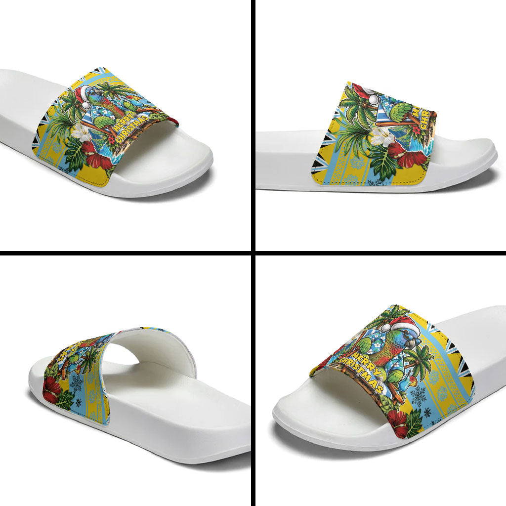 Afro-Saint Lucian Christmas Slide Sandals This Amazona Parrot Needs A Beach Retreat