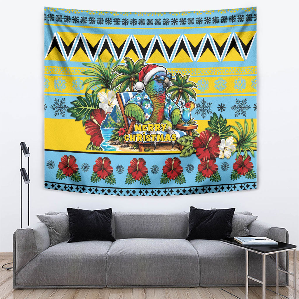 Afro-Saint Lucian Christmas Tapestry This Amazona Parrot Needs A Beach Retreat
