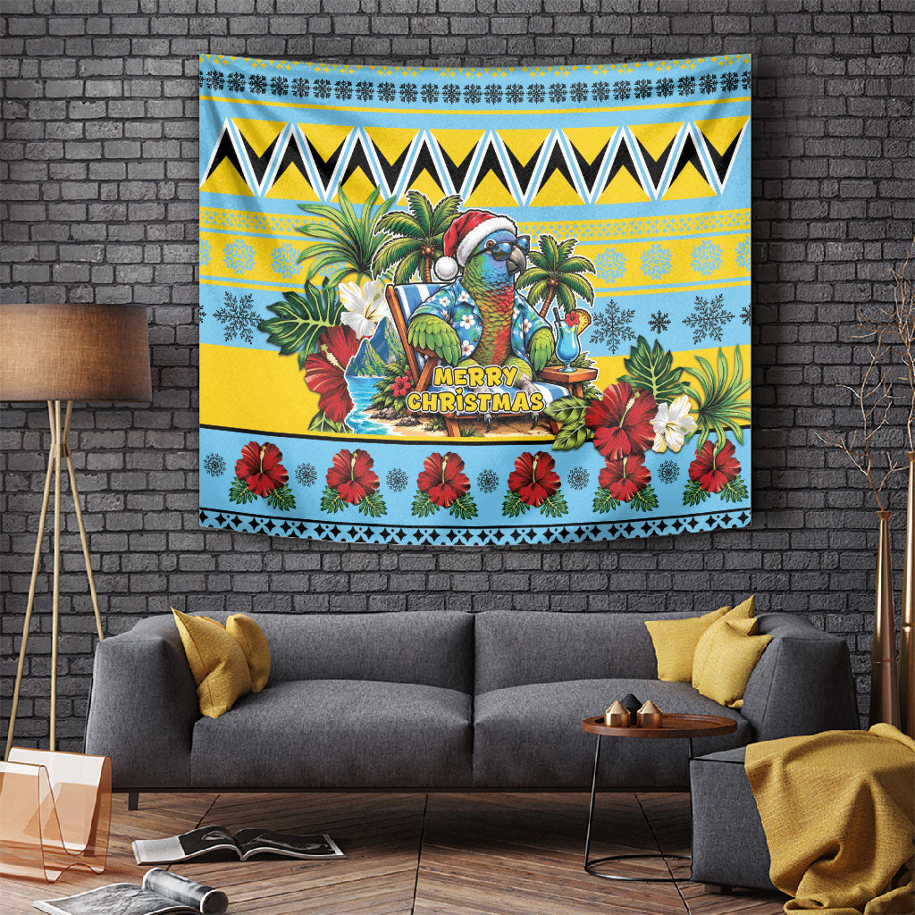 Afro-Saint Lucian Christmas Tapestry This Amazona Parrot Needs A Beach Retreat