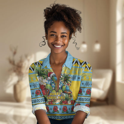 Afro-Saint Lucian Christmas Women Casual Shirt This Amazona Parrot Needs A Beach Retreat