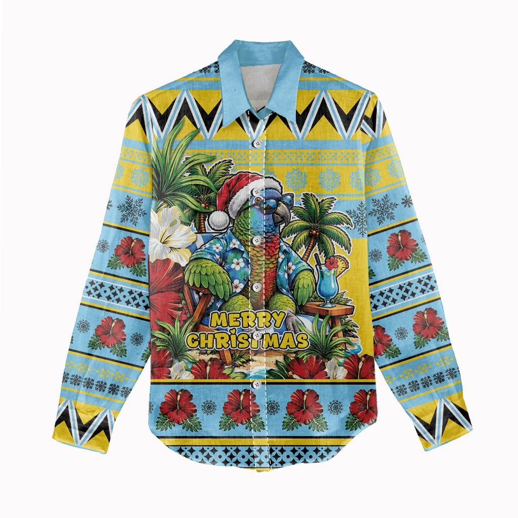 Afro-Saint Lucian Christmas Women Casual Shirt This Amazona Parrot Needs A Beach Retreat