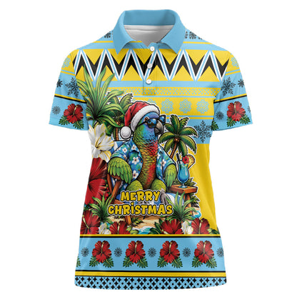 Afro-Saint Lucian Christmas Women Polo Shirt This Amazona Parrot Needs A Beach Retreat