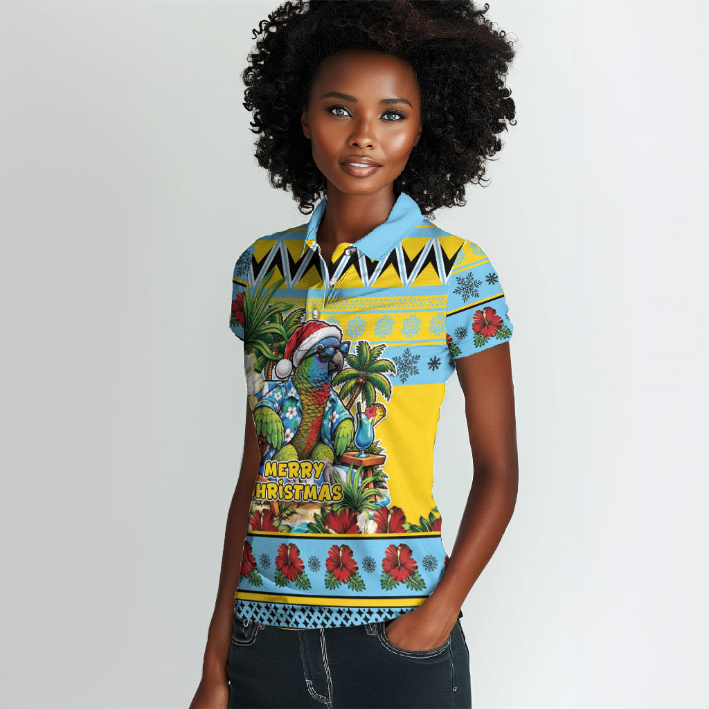 Afro-Saint Lucian Christmas Women Polo Shirt This Amazona Parrot Needs A Beach Retreat