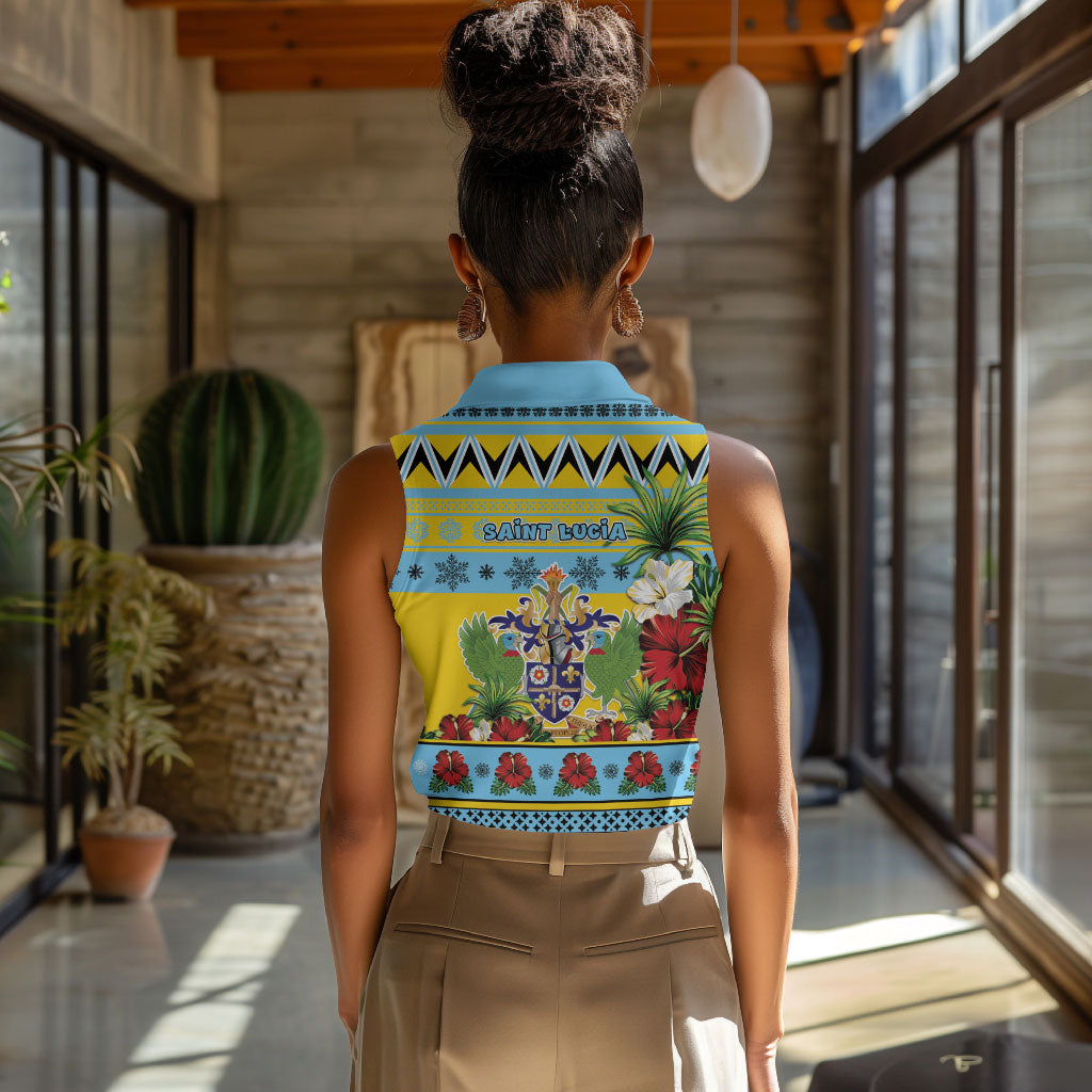 Afro-Saint Lucian Christmas Women Sleeveless Polo Shirt This Amazona Parrot Needs A Beach Retreat