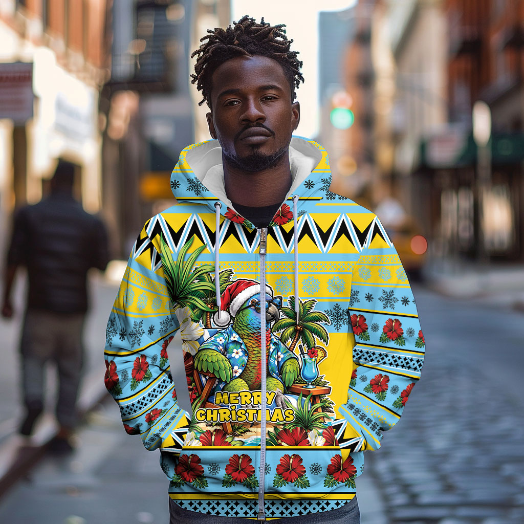 Afro-Saint Lucian Christmas Zip Hoodie This Amazona Parrot Needs A Beach Retreat