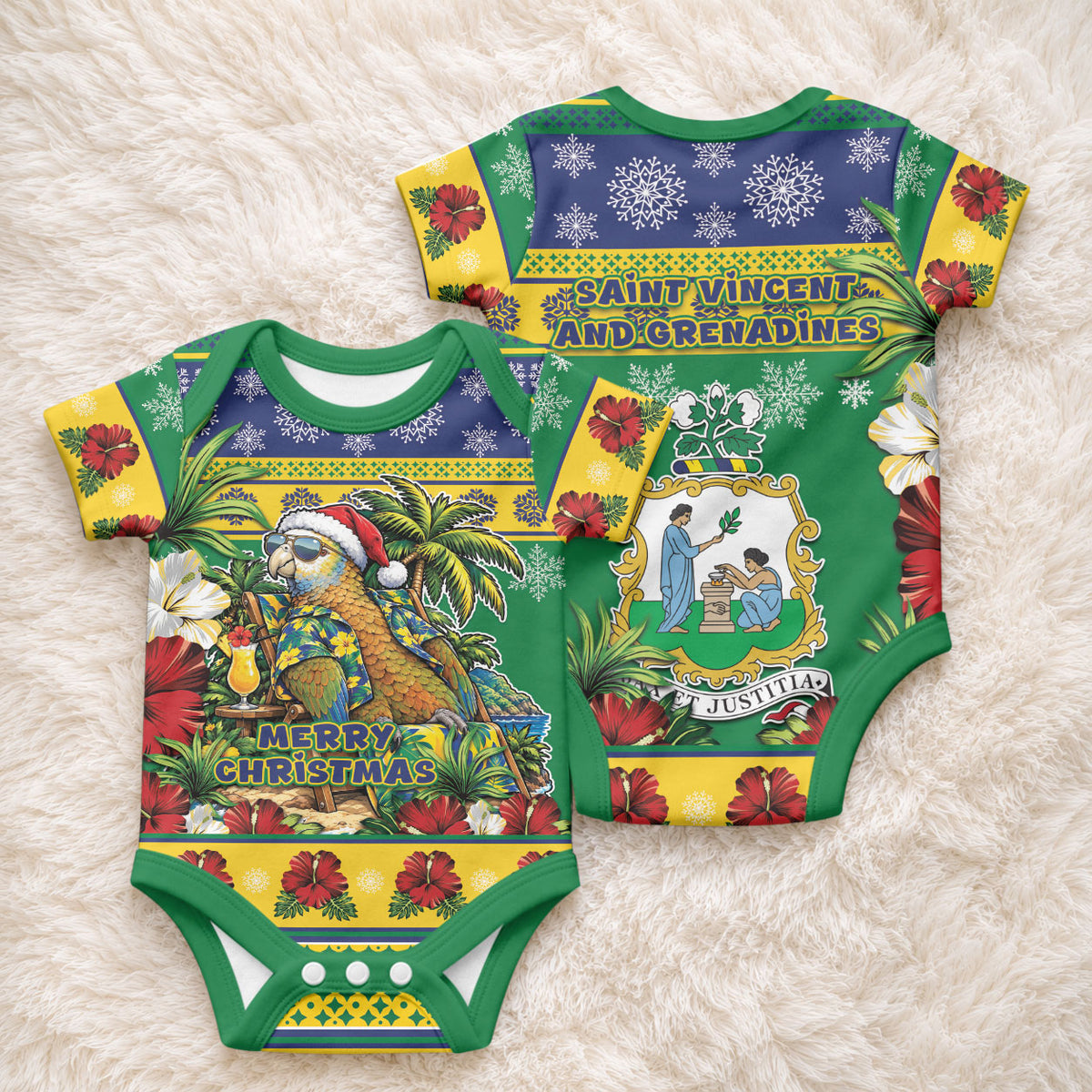 Afro-Vincentian Christmas Baby Onesie This Vincy Parrot Needs A Beach Retreat