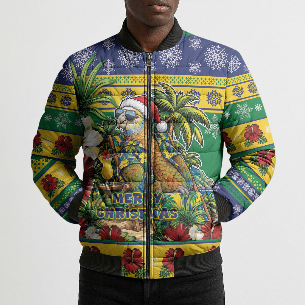 Afro-Vincentian Christmas Bomber Puffer Jacket This Vincy Parrot Needs A Beach Retreat