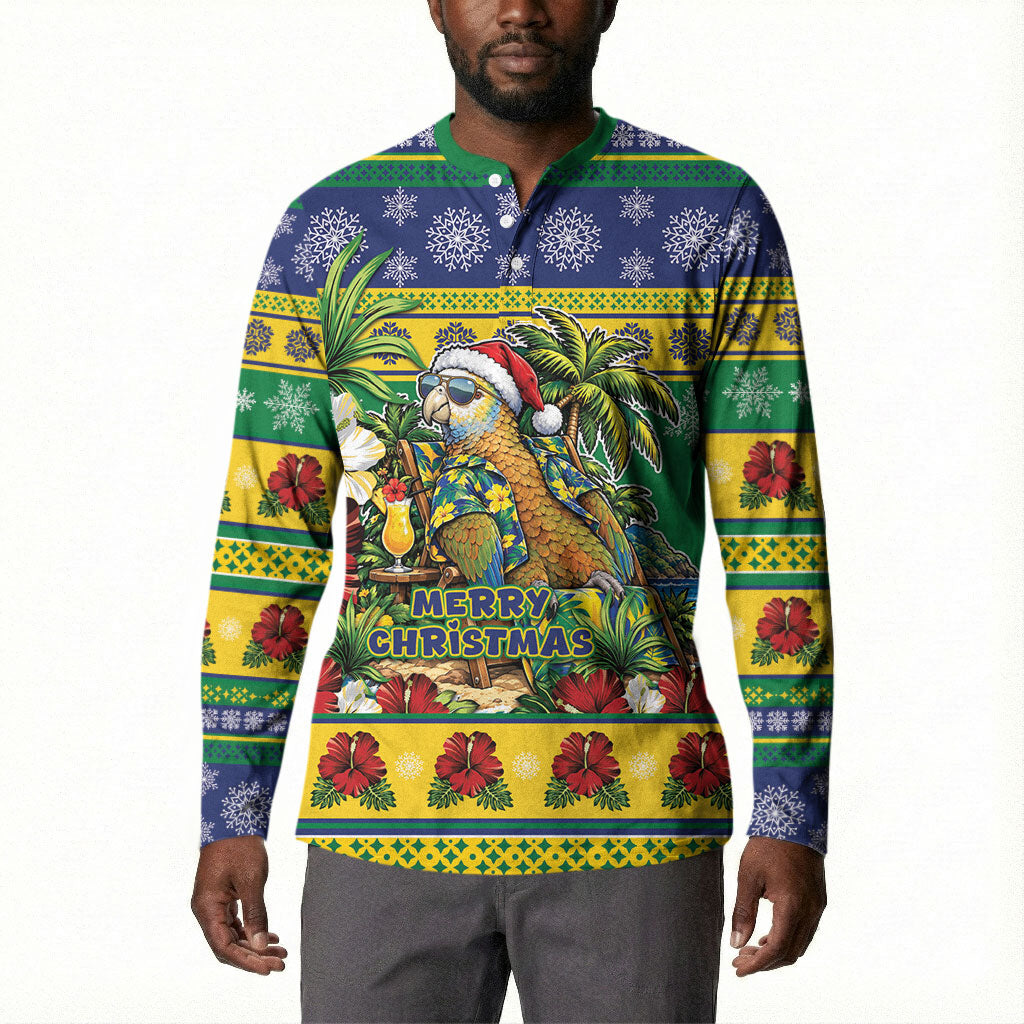 Afro-Vincentian Christmas Button Sweatshirt This Vincy Parrot Needs A Beach Retreat