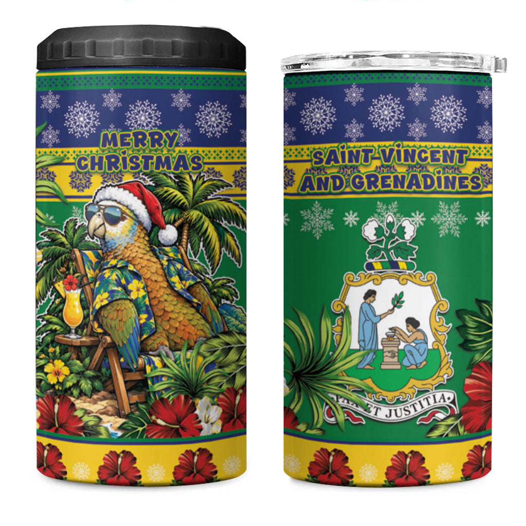 Afro-Vincentian Christmas 4 in 1 Can Cooler Tumbler This Vincy Parrot Needs A Beach Retreat