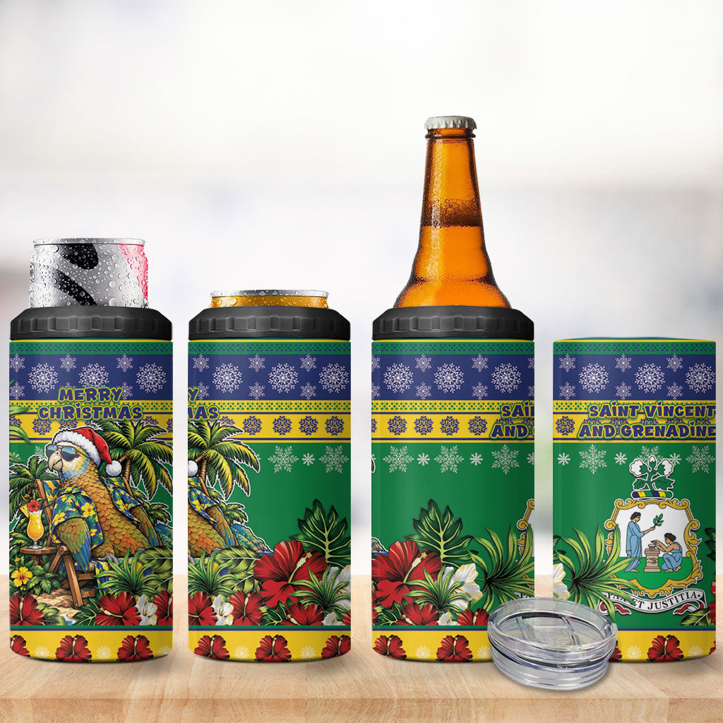 Afro-Vincentian Christmas 4 in 1 Can Cooler Tumbler This Vincy Parrot Needs A Beach Retreat