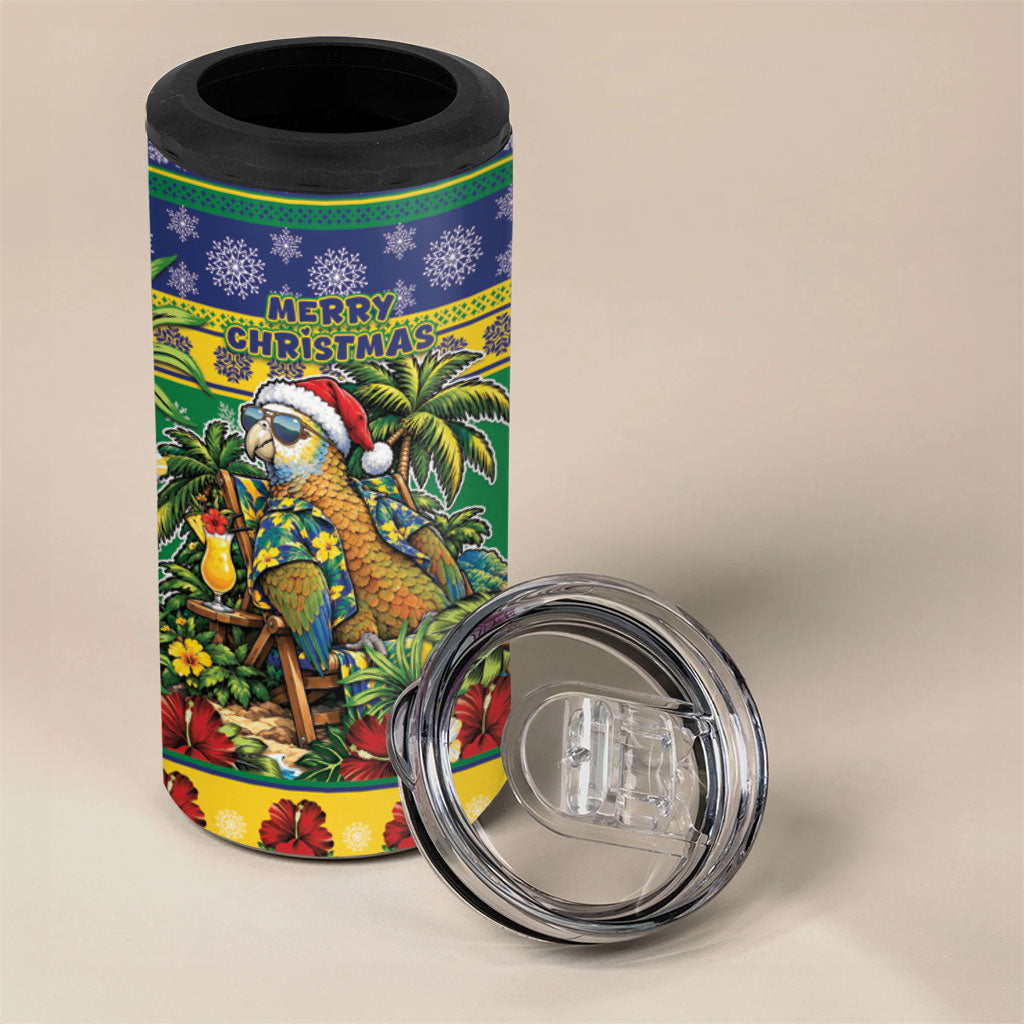 Afro-Vincentian Christmas 4 in 1 Can Cooler Tumbler This Vincy Parrot Needs A Beach Retreat
