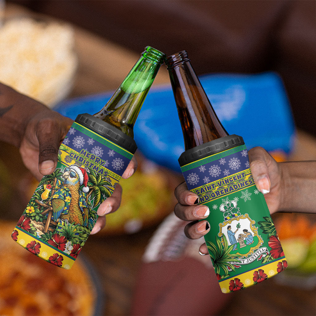 Afro-Vincentian Christmas 4 in 1 Can Cooler Tumbler This Vincy Parrot Needs A Beach Retreat